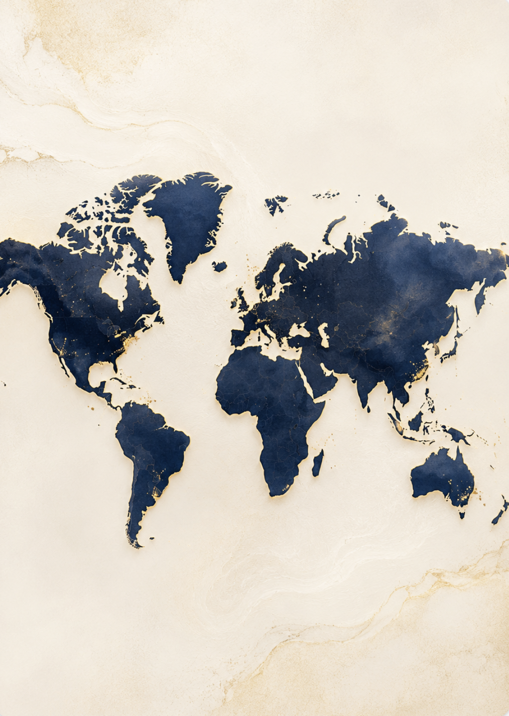 World map highlighting global market reach